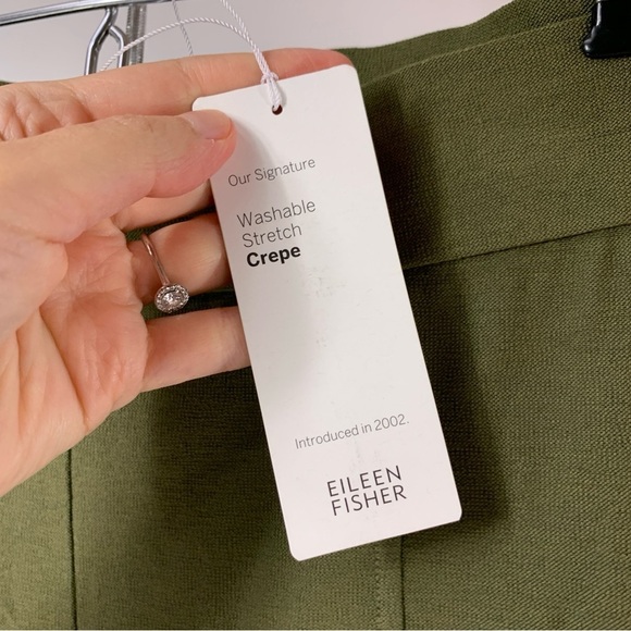 NWT Eileen Fisher Olive Green Washable Stretch Crepe Pants Small S - Picture 4 of 11
